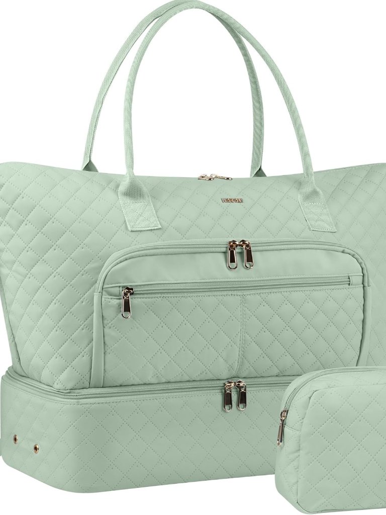 Travel Duffle Bag For Women - Carry On Bag With Toiletry Pouch & Shoe Compartmen